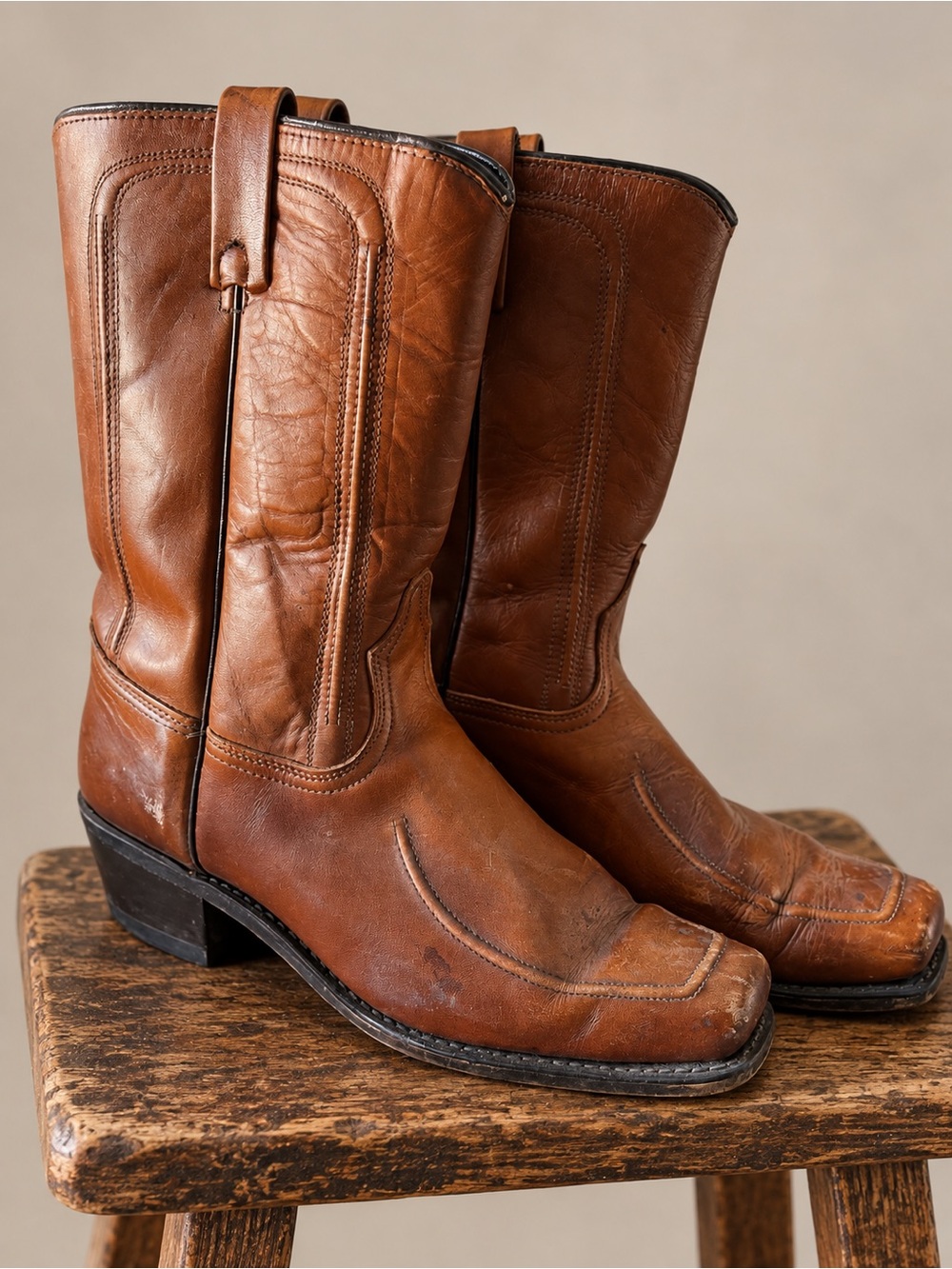 Vintage ACME Western Cowboy Square Toe Boots Leather – Made in USA Size 12D
